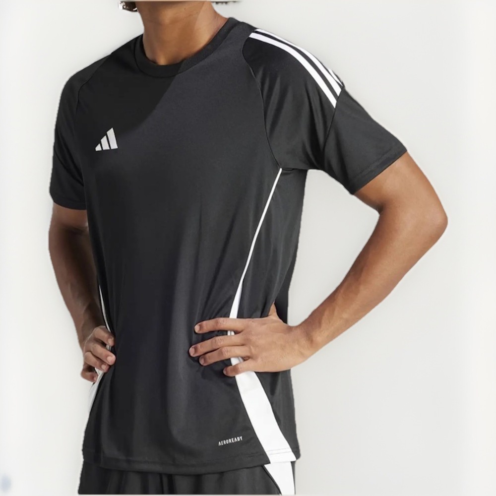 Adidas Men's Tiro 24 Slim-fit Performance 3-Stripes Jersey, Black/White, Small